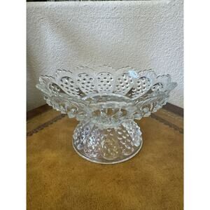 Vtg Clear Pressed Glass Hobnail‎ Pedestal Candy Compote Dish Bowl Gift Shop RARE